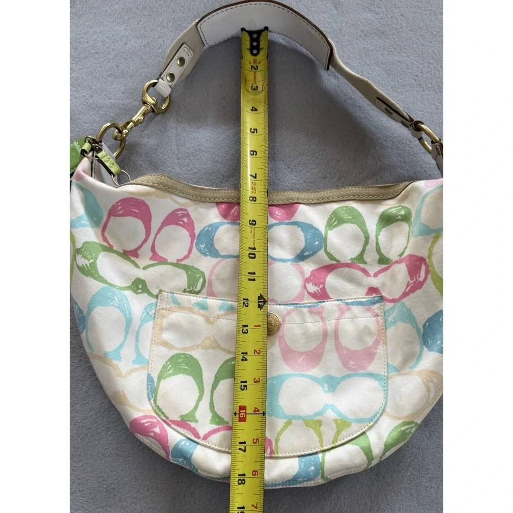 VTG Coach Hampton Scribble White Pastel Fabric Hobo Purse Shoulder Bag Y2K